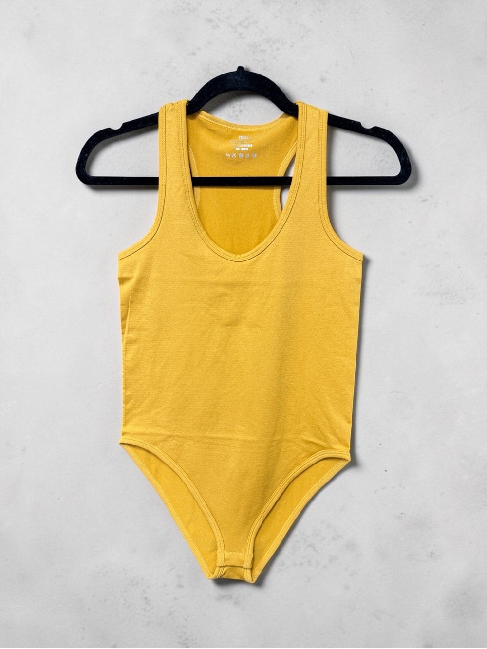 Yellow Ribbed Tank One-Piece Bodysuit